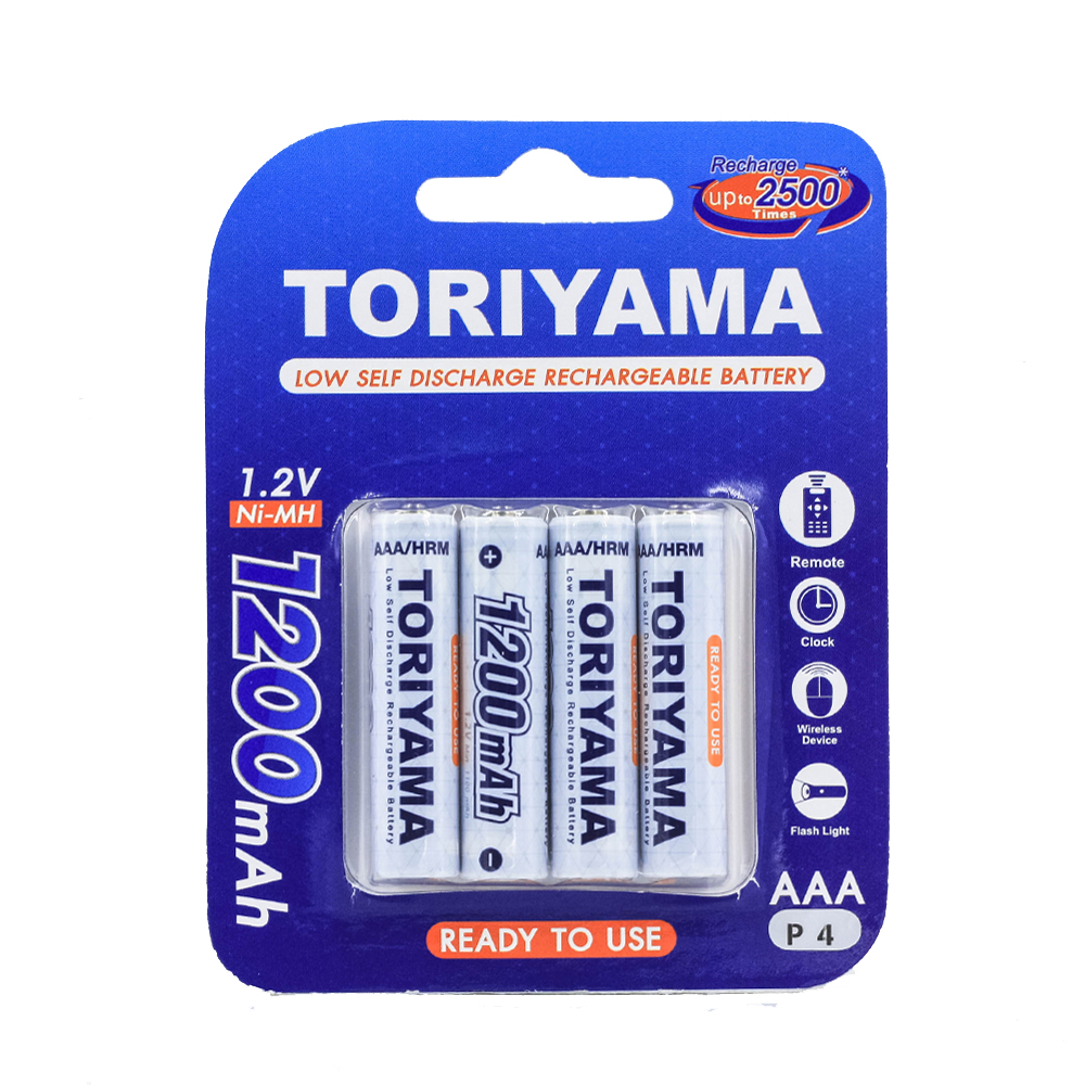 ถ่านชาร์จ Toriyama AAA 1200mAh (Ni-Mh) ถ่านชาร์จ Toriyama AAA 1200mAh (Ni-Mh)