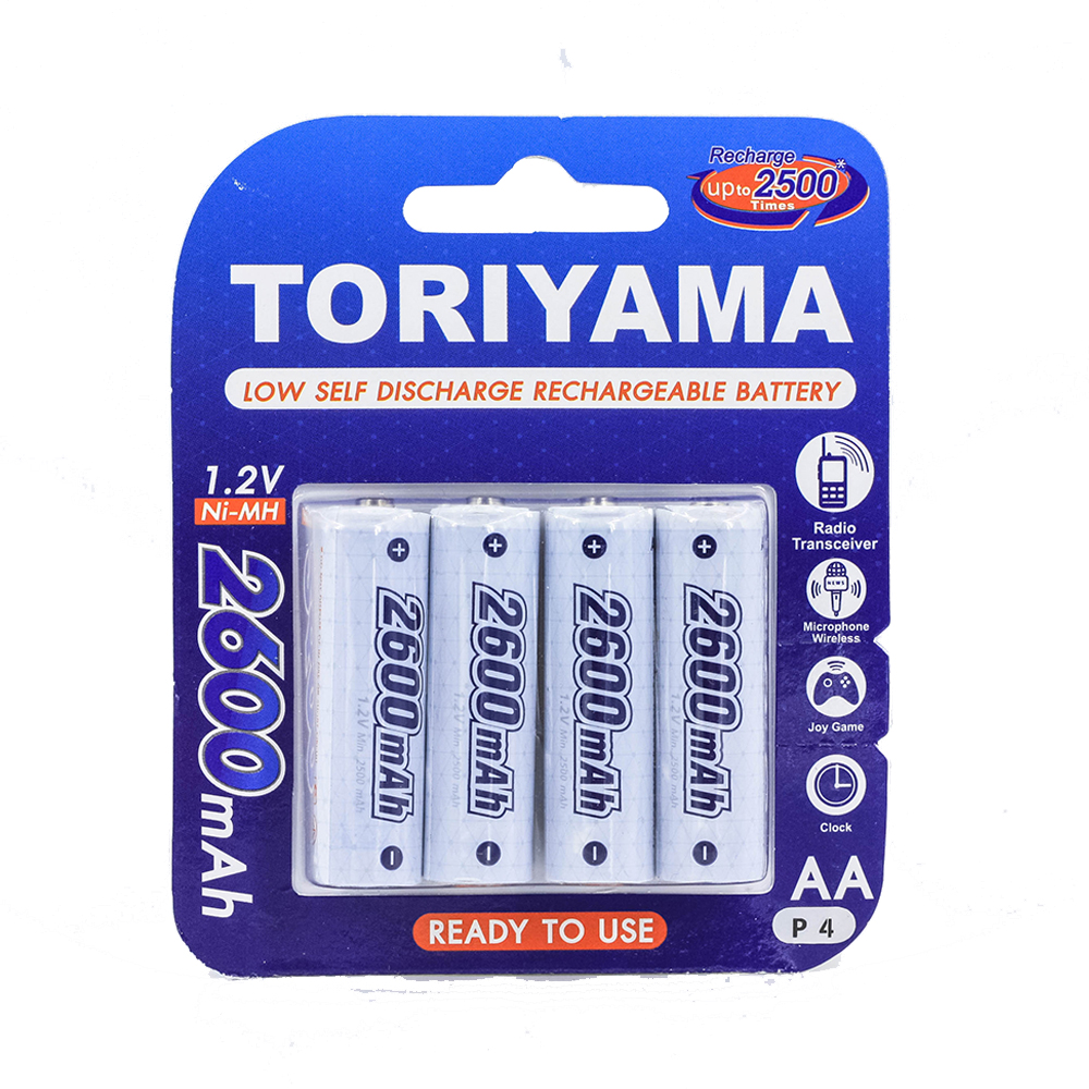 ถ่านชาร์จ Toriyama AA 2600mAh (Ni-Mh) ถ่านชาร์จ Toriyama AA 2600mAh (Ni-Mh)