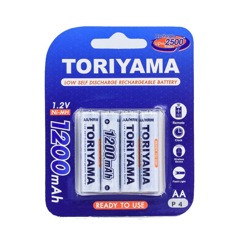 ถ่านชาร์จ Toriyama AA 1200mAh (Ni-Mh) ถ่านชาร์จ Toriyama AA 1200mAh (Ni-Mh)