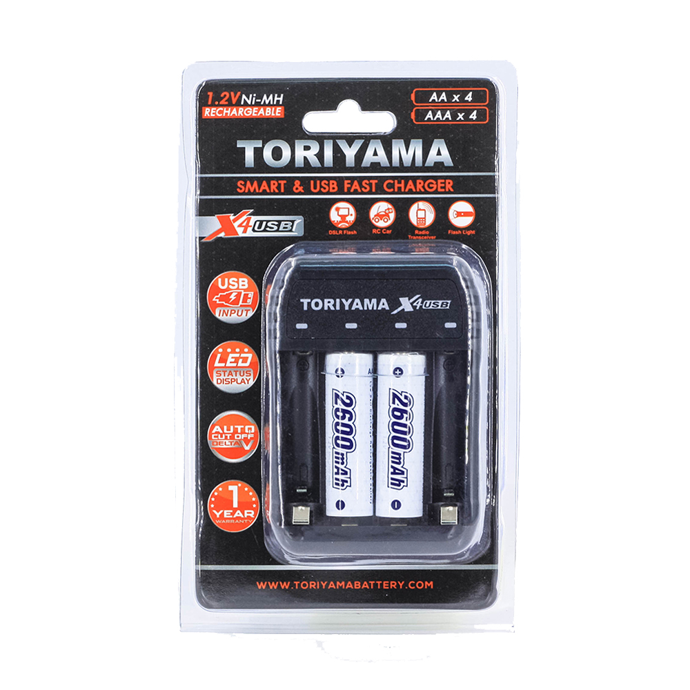 แท่นชาร์จ Toriyama X4 USB Charger+ถ่าน AA 2600mAh แท่นชาร์จ Toriyama X4 USB Charger+ถ่าน AA 2600mAh