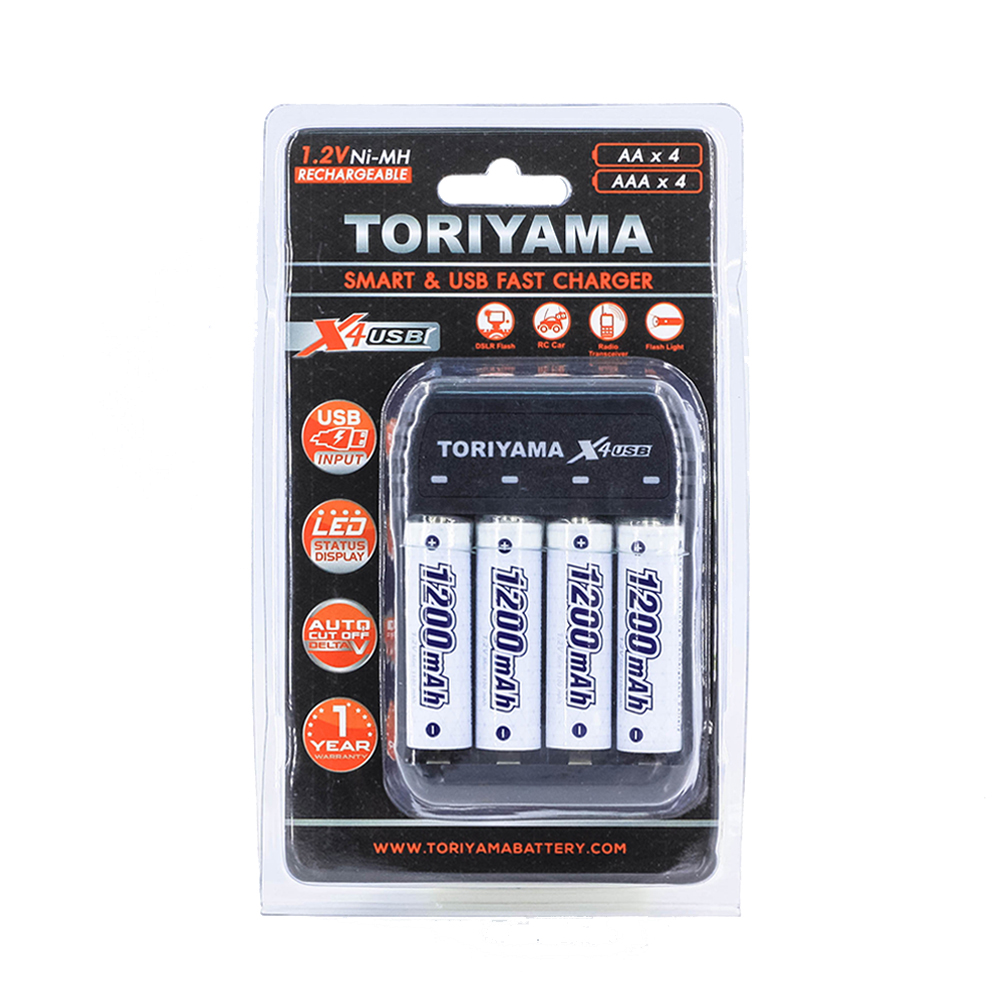 แท่นชาร์จ Toriyama X4 USB Charger+ถ่าน AA1200mAh แท่นชาร์จ Toriyama X4 USB Charger+ถ่าน AA1200mAh