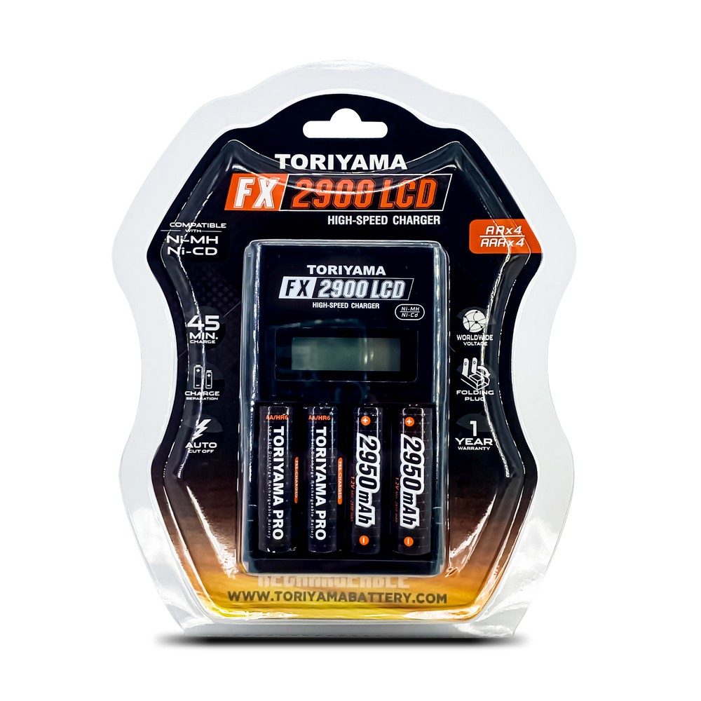 ชุดแท่นชาร์จ Toriyama FX2900 +ถ่าน AA 2950mAh PRO ชุดแท่นชาร์จ Toriyama FX2900 +ถ่าน AA 2950mAh PRO