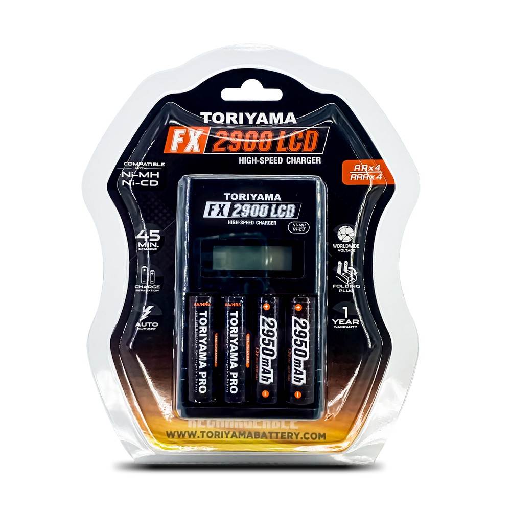 ชุดแท่นชาร์จ Toriyama FX2900 +ถ่าน AA 2950mAh PRO