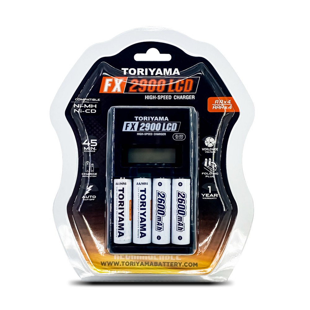 ชุดแท่นชาร์จ Toriyama FX2900 +ถ่าน AA 2600mAh ชุดแท่นชาร์จ Toriyama FX2900 +ถ่าน AA 2600mAh